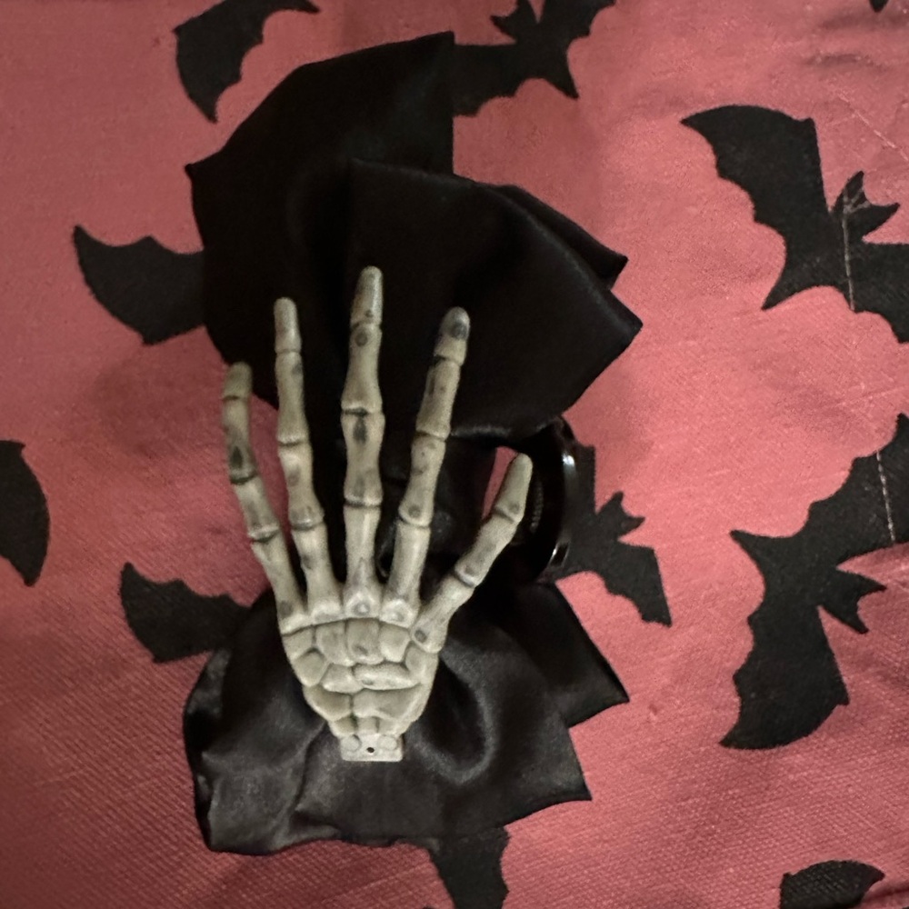 Skeleton Hand Black Hair Clip